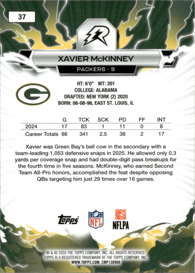Xavier McKinney card back