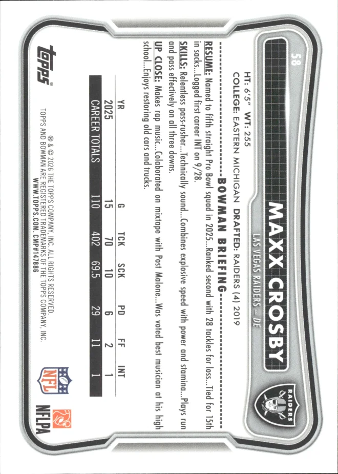 Maxx Crosby card back