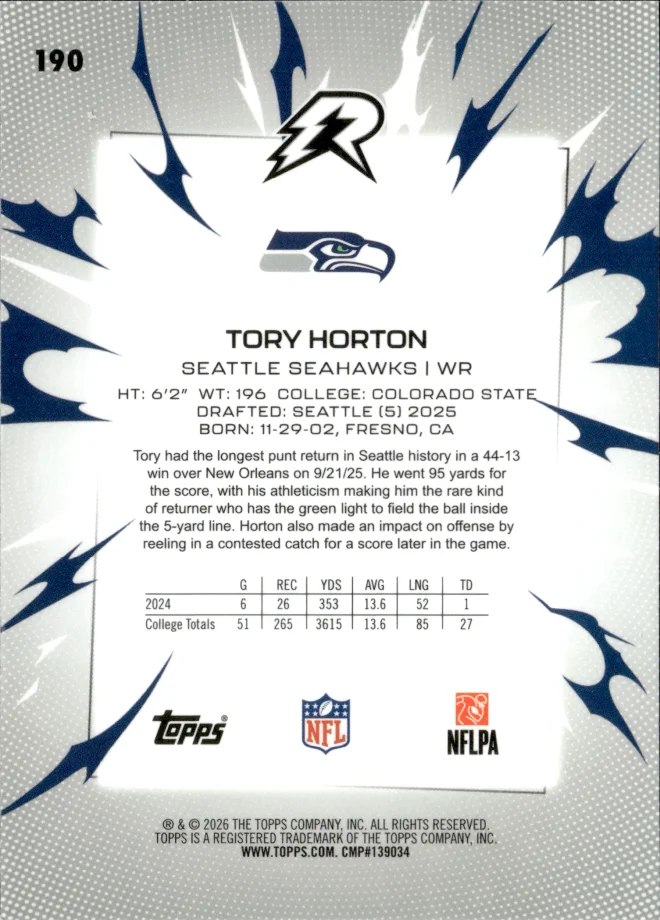 Tory Horton card back