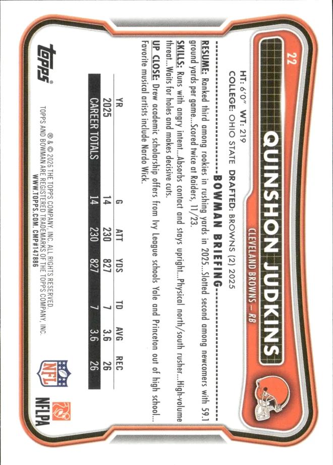 Quinshon Judkins card back