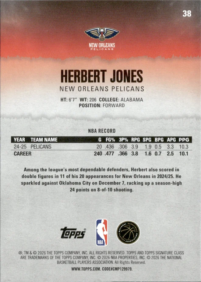 Herbert Jones card back