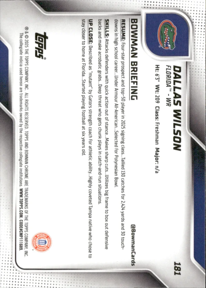 Dallas Wilson card back