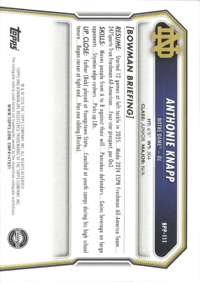 Anthonie Knapp card back