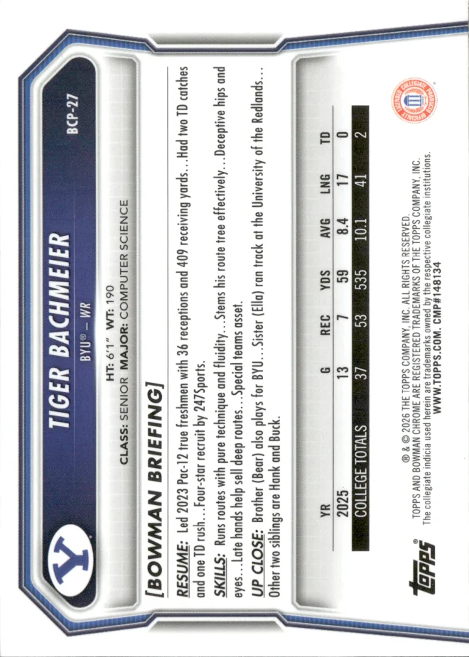 Tiger Bachmeier card back