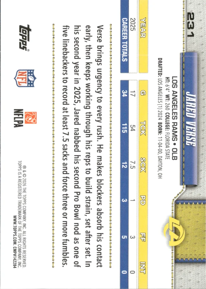 Jared Verse card back