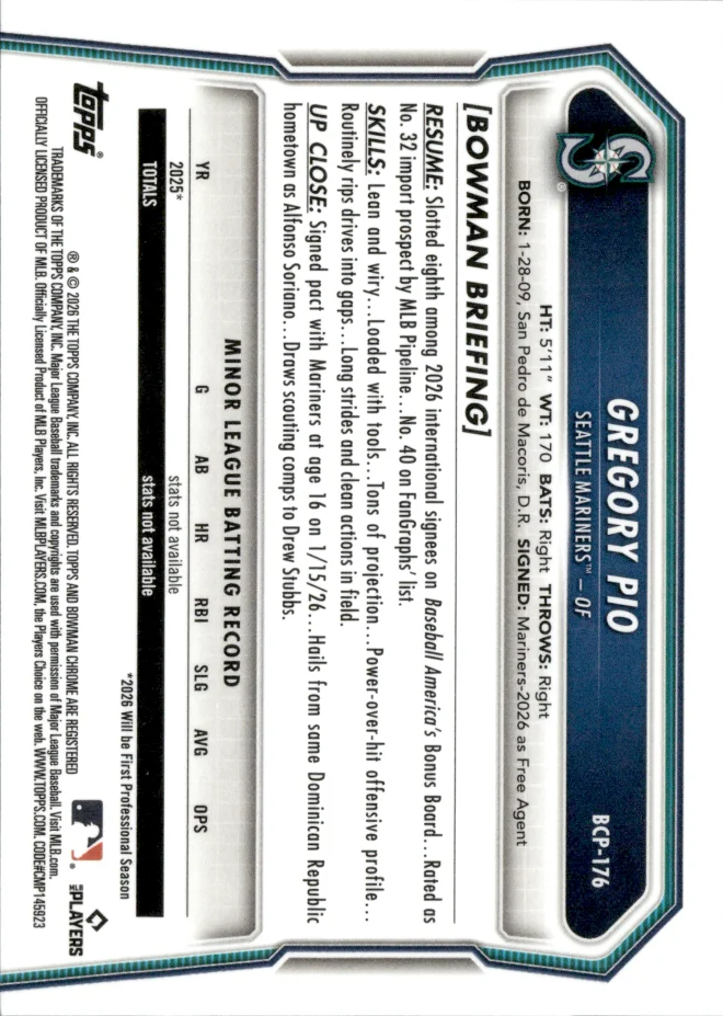 Gregory Pio card back