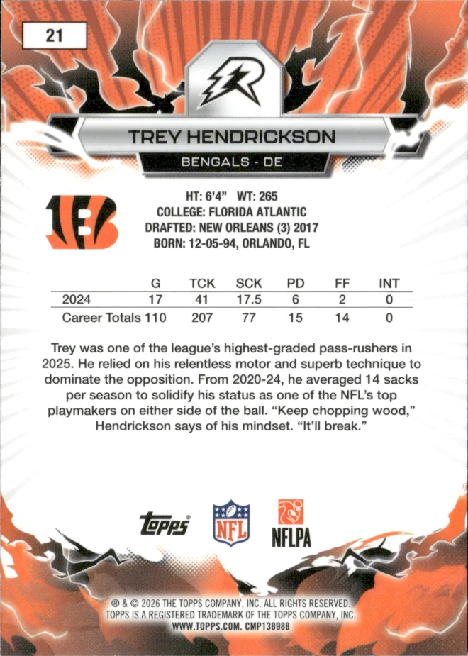 Trey Hendrickson card back