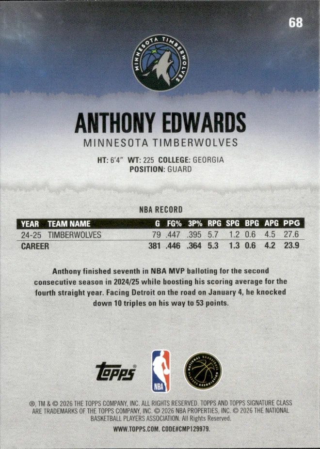 Anthony Edwards card back