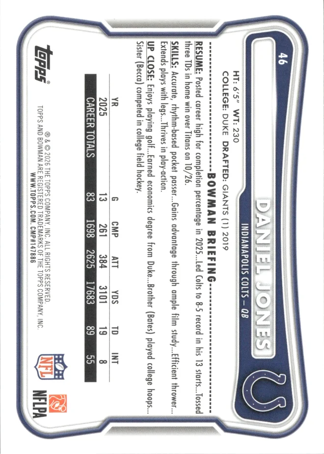 Daniel Jones card back