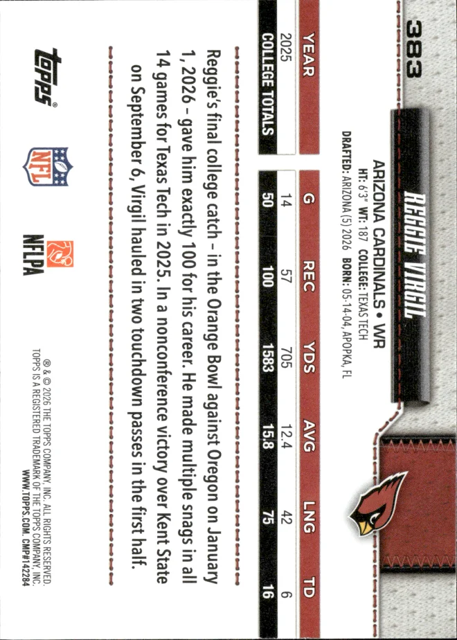 Reggie Virgil card back
