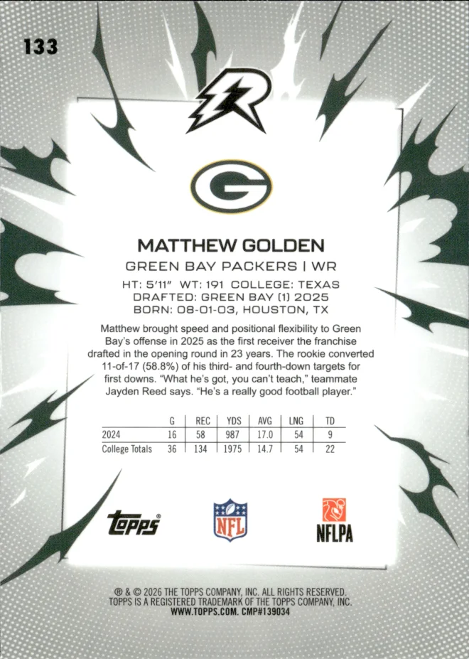 Matthew Golden card back