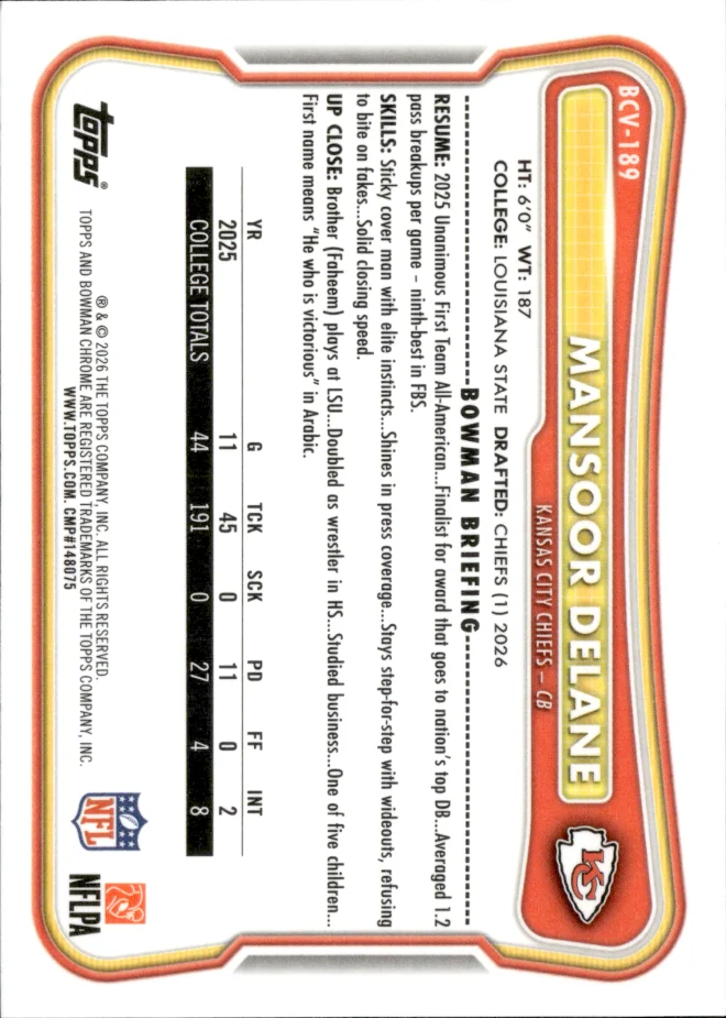 Mansoor Delane card back