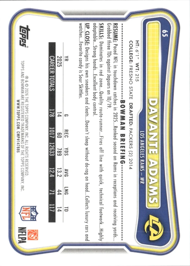 Davante Adams card back