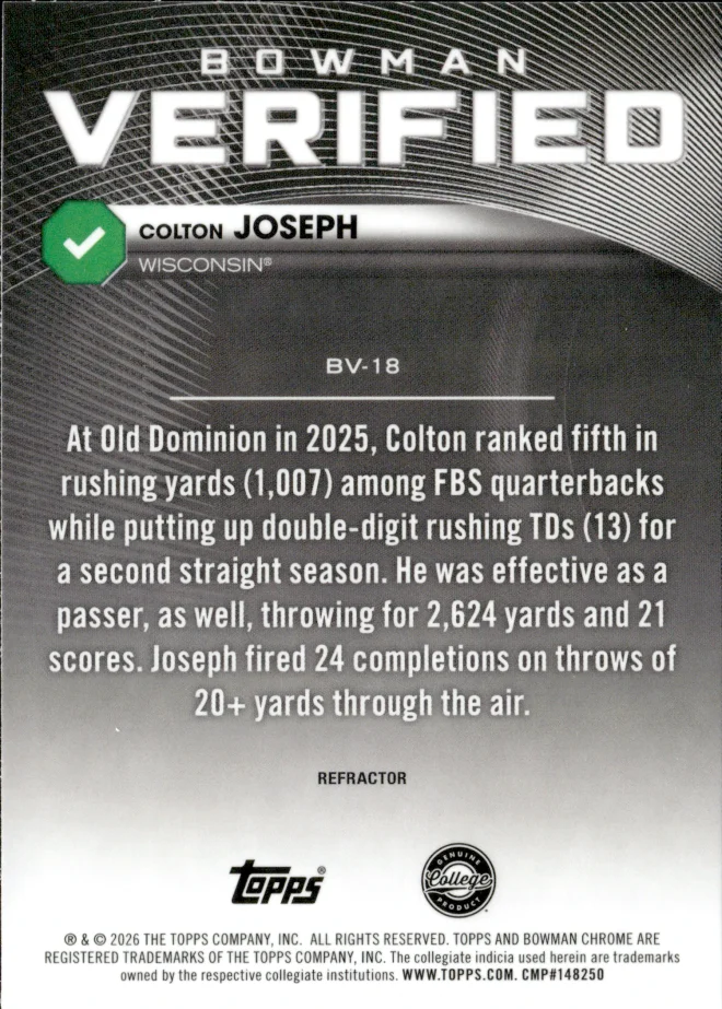 Colton Joseph card back