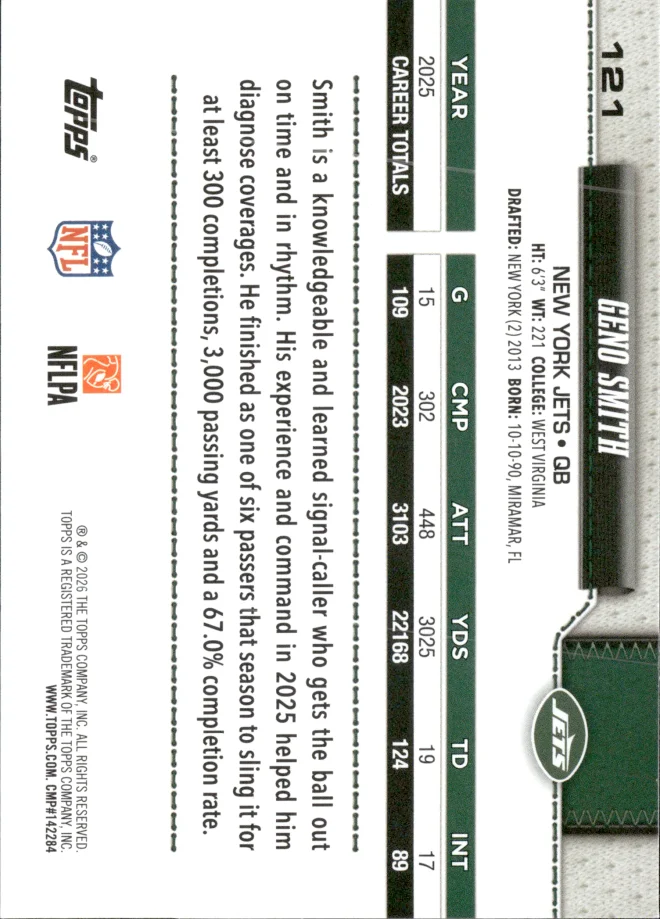 Geno Smith card back