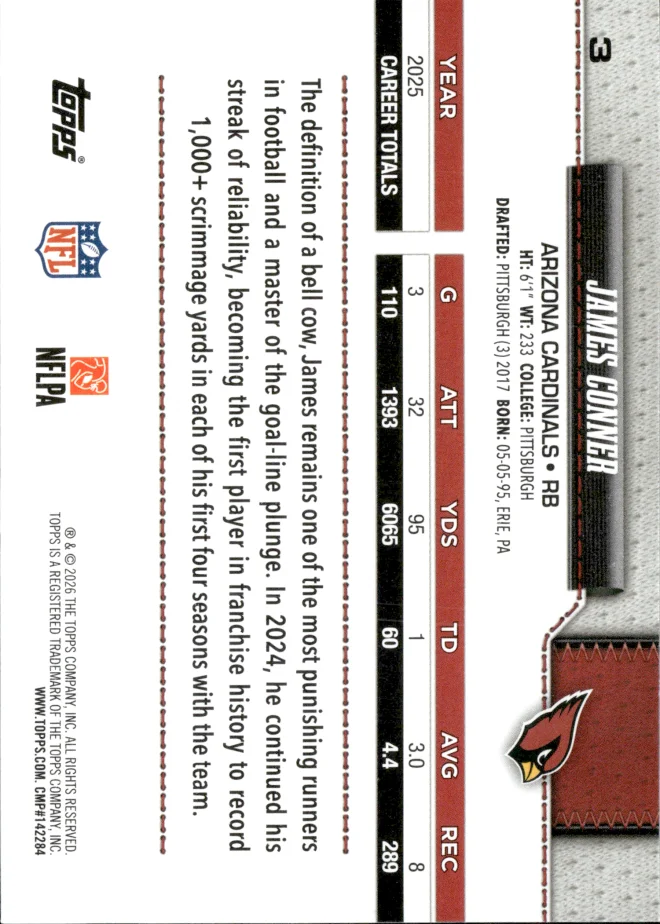 James Conner card back