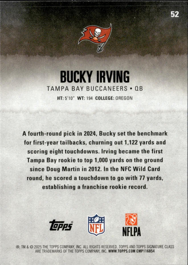 Bucky Irving card back