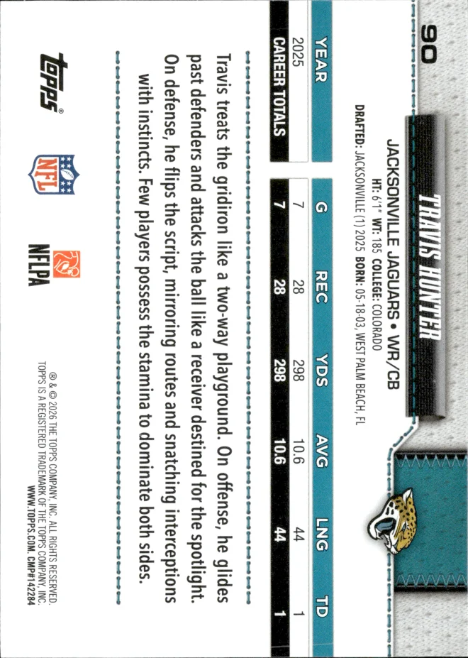 Travis Hunter card back
