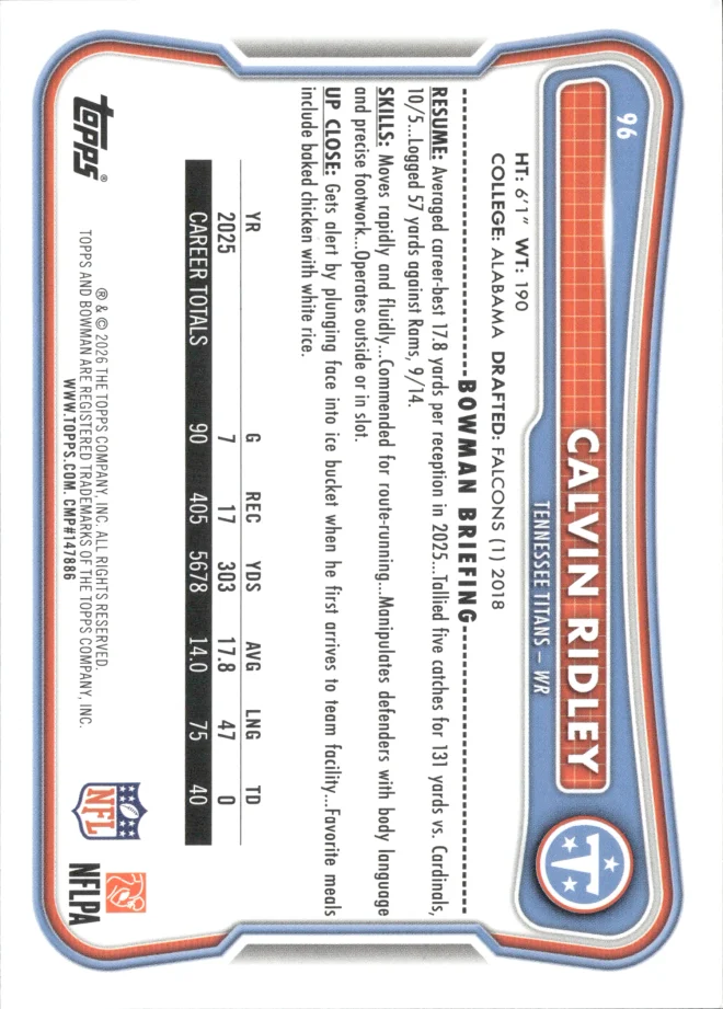 Calvin Ridley card back
