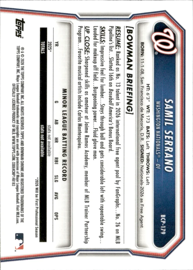 Samil Serrano card back