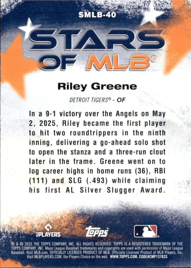 Riley Greene card back
