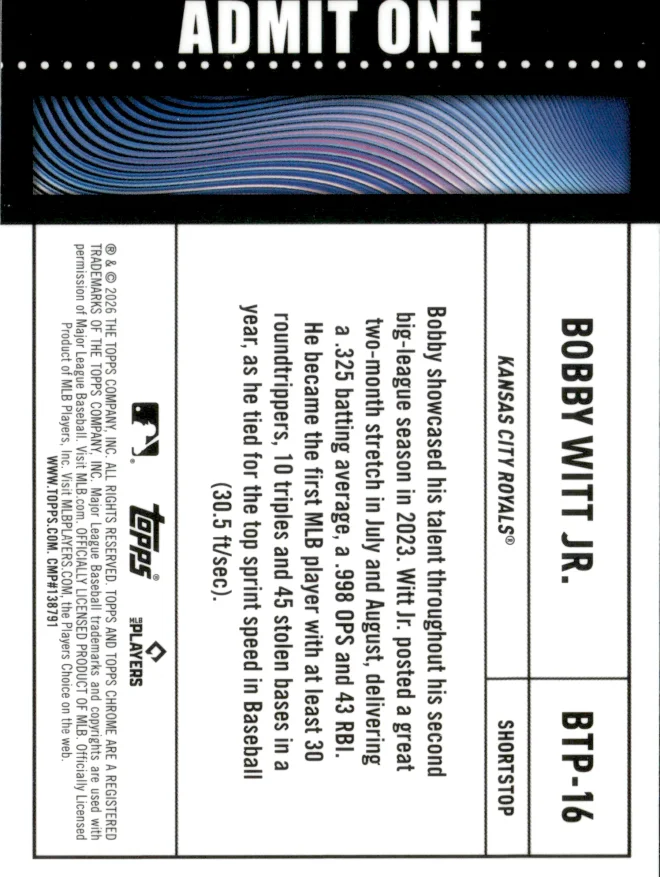 Bobby Witt Jr. card back