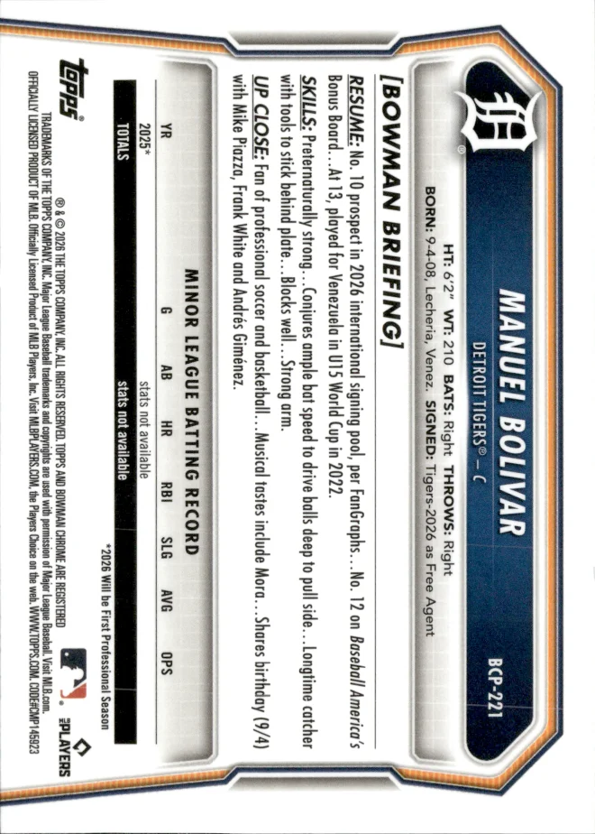 Manuel Bolivar card back