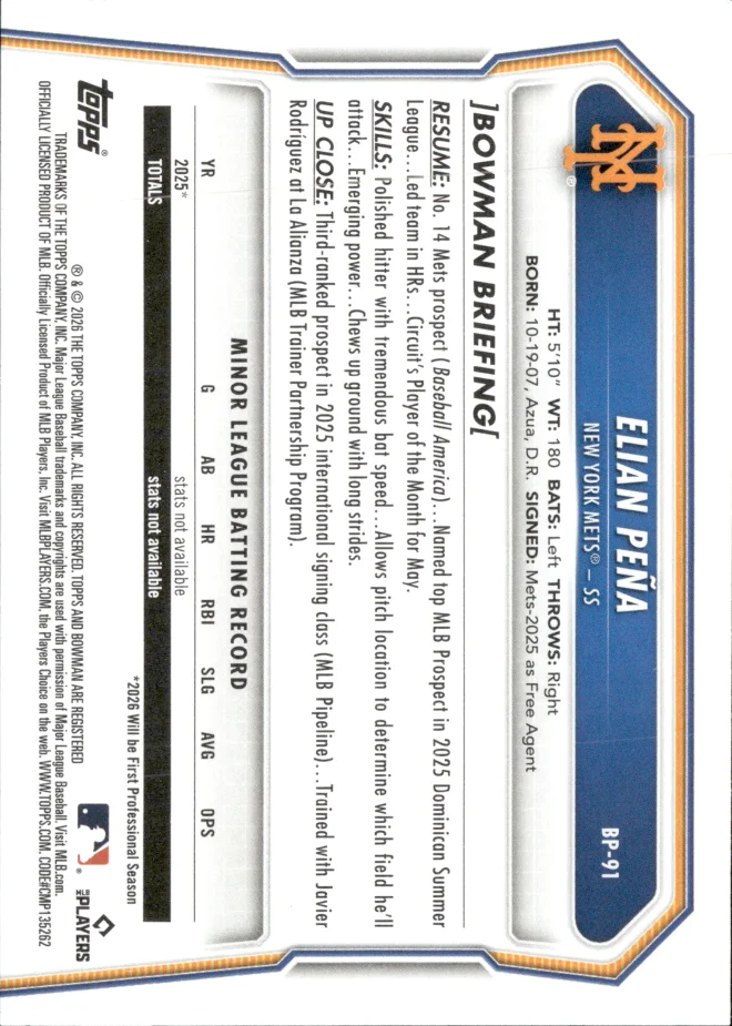 Elian Peña card back