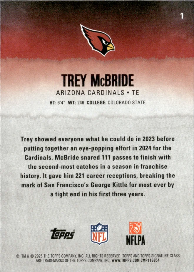 Trey McBride card back