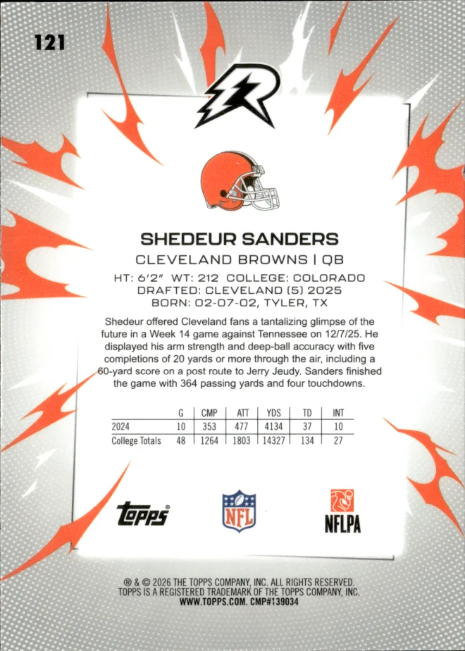 Shedeur Sanders card back