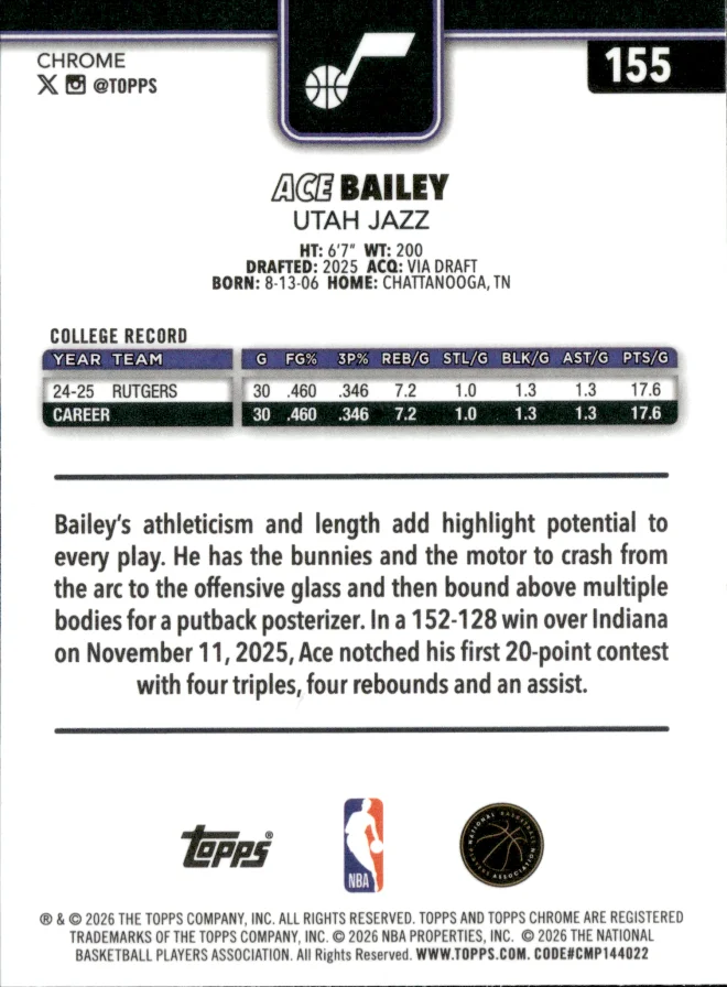 Ace Bailey card back