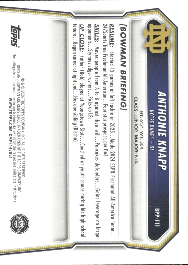 Anthonie Knapp card back