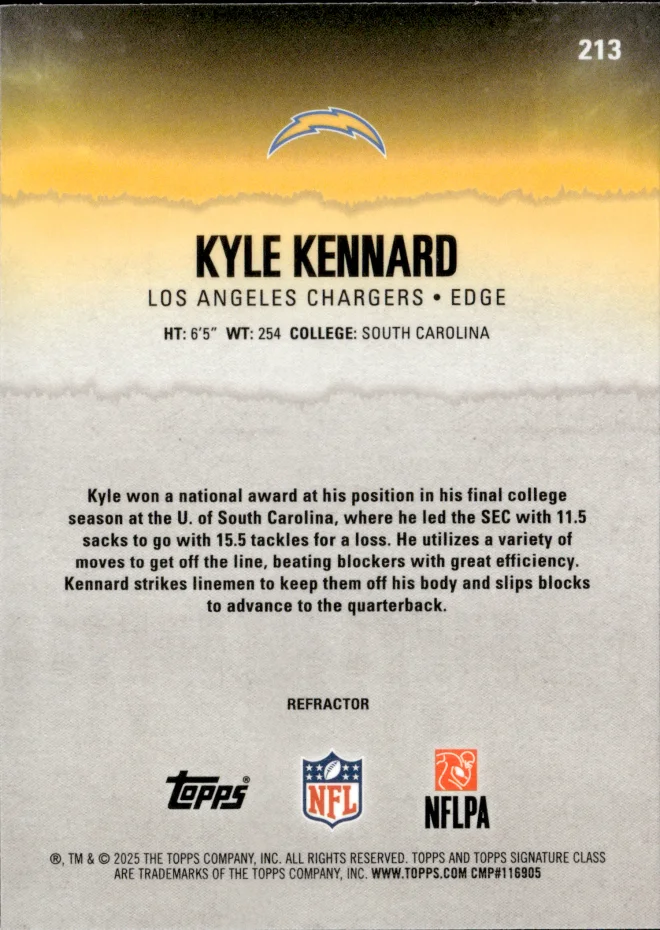 Kyle Kennard card back