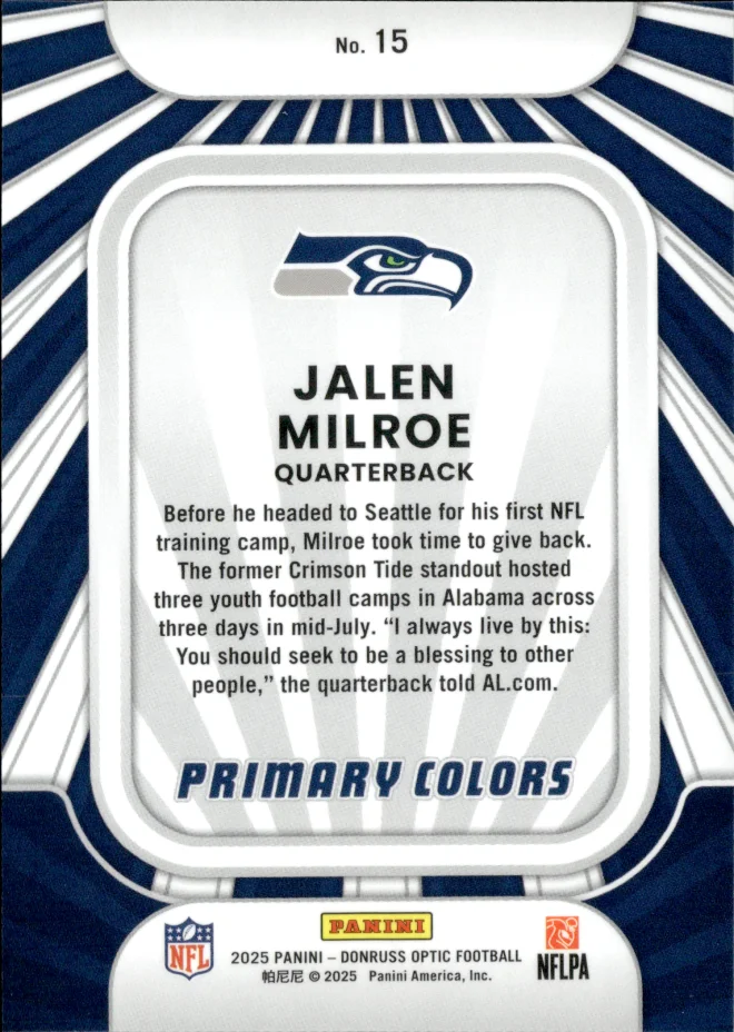 Jalen Milroe card back