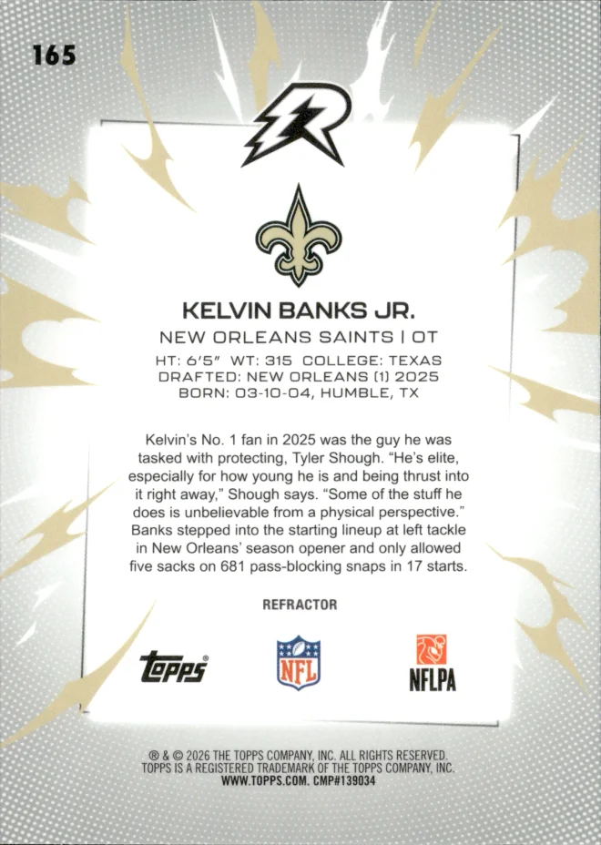 Kelvin Banks Jr. card back