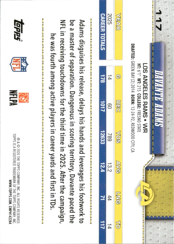 Davante Adams card back