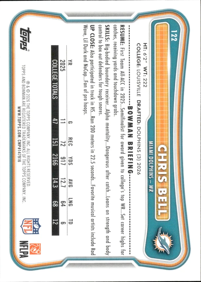 Chris Bell card back