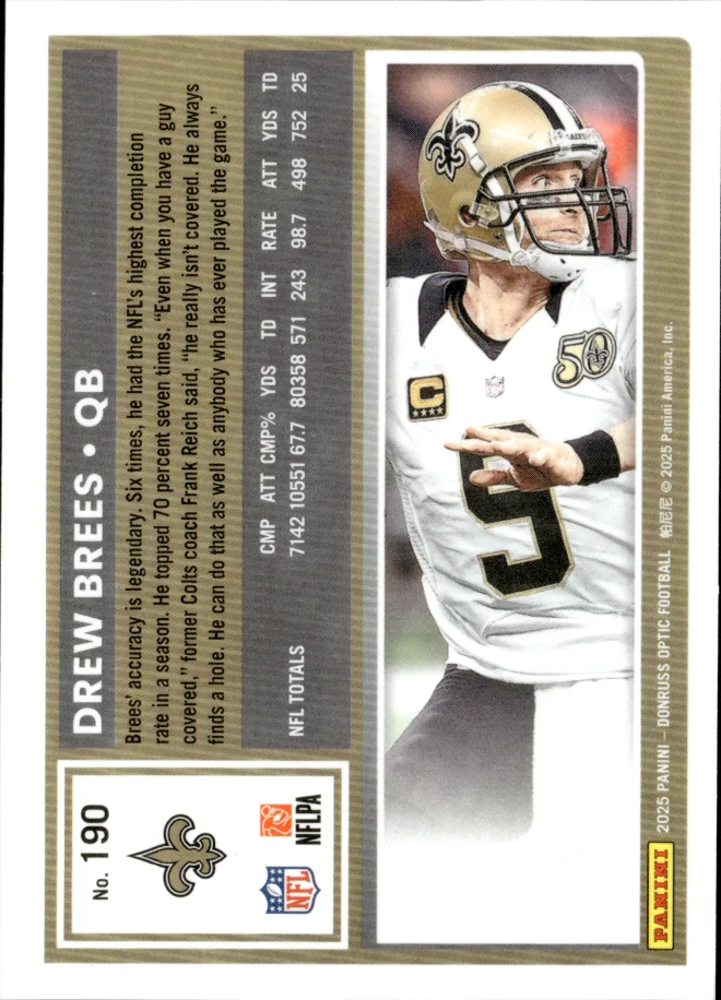 Drew Brees card back