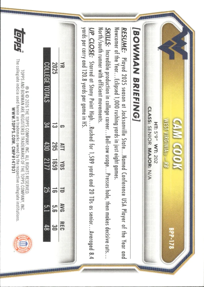 Cam Cook card back