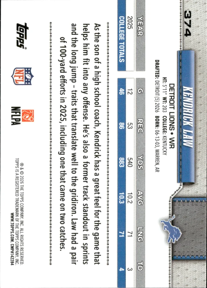 Kendrick Law card back