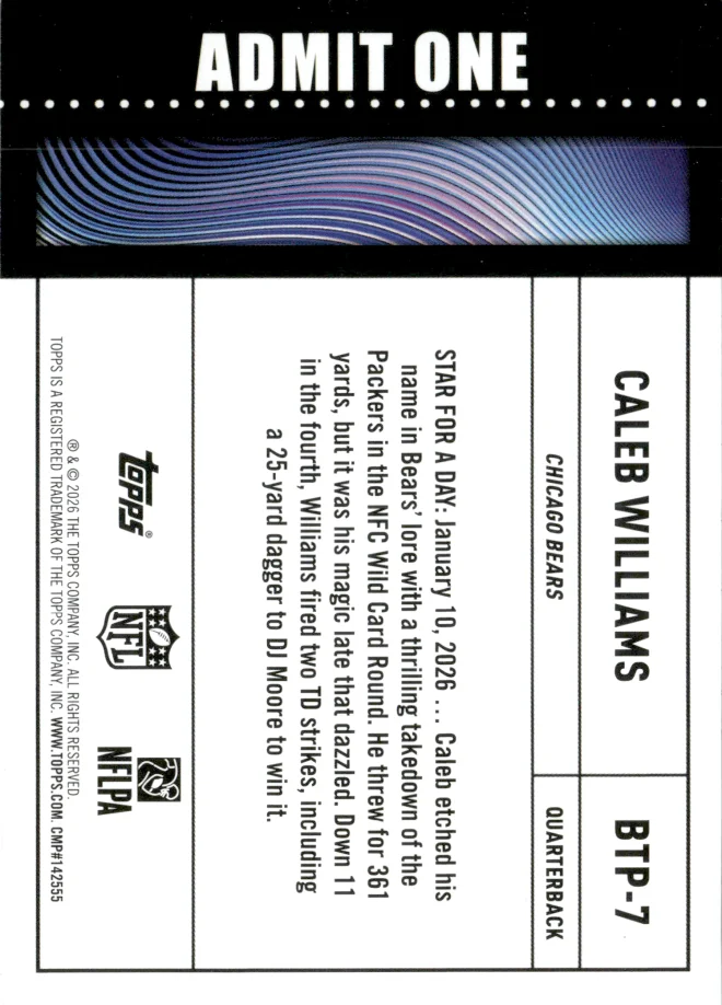 Caleb Williams card back