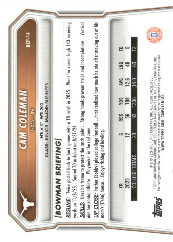 Cam Coleman card back