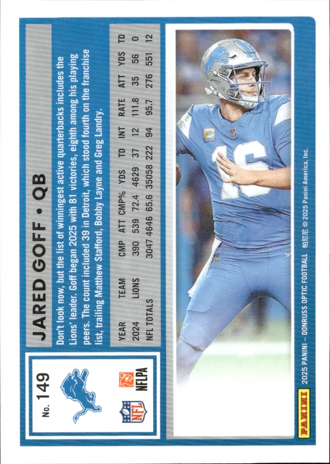 Jared Goff card back