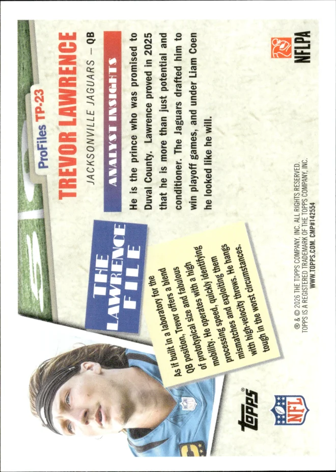 Trevor Lawrence card back