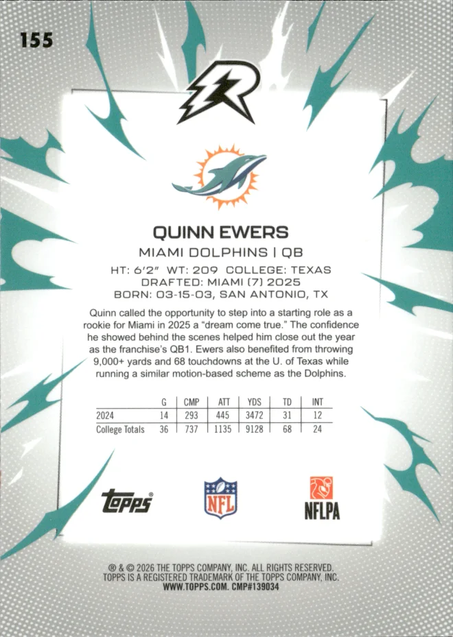 Quinn Ewers card back
