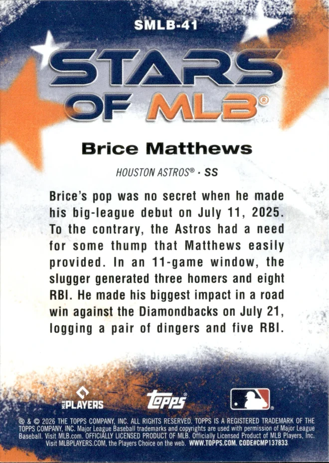 Brice Matthews card back