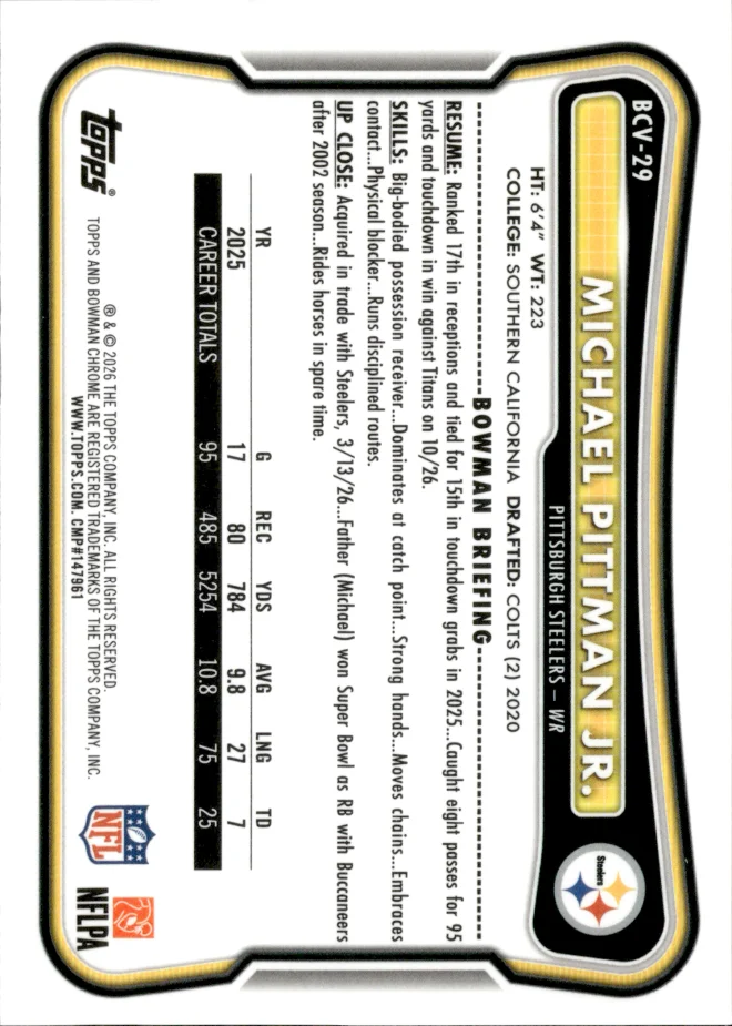 Michael Pittman Jr. card back