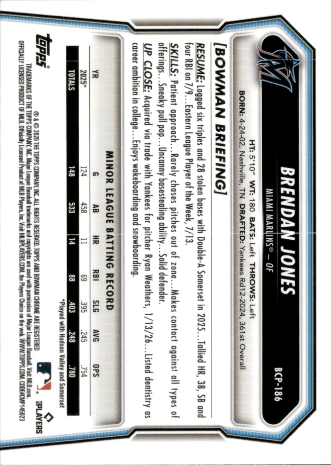 Brendan Jones card back