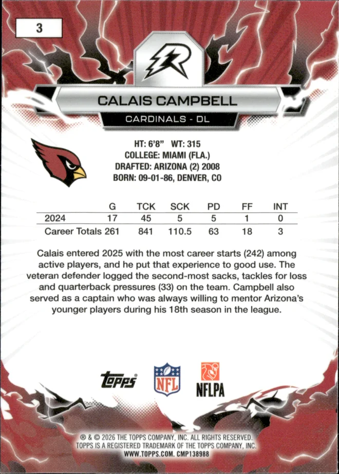 Calais Campbell card back