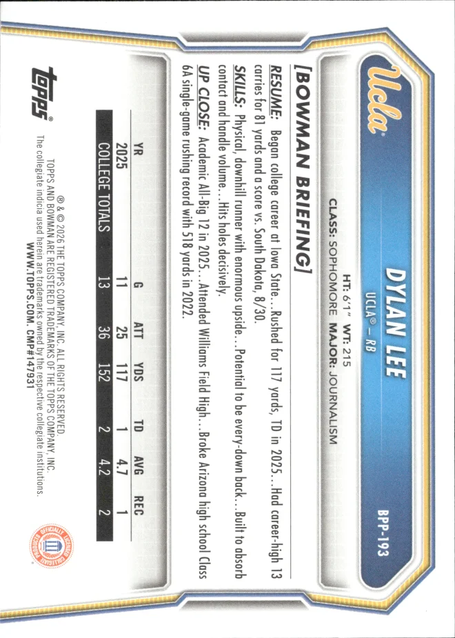 Dylan Lee card back